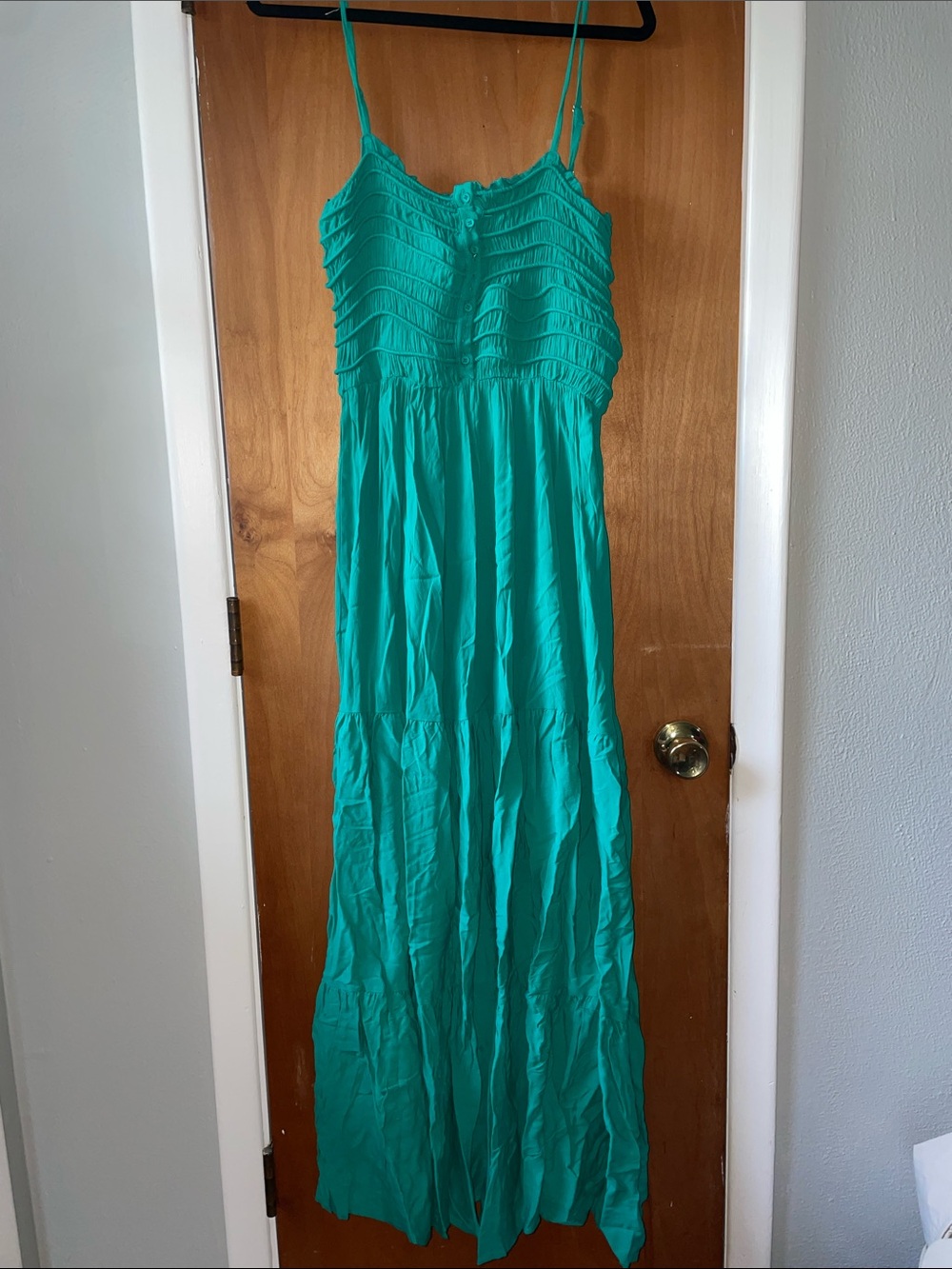 First Love Teal Maxi Dress with Spaghetti Straps